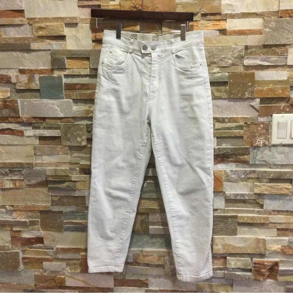 LOEWE High Waist Cropped Jeans in cream - size 28
